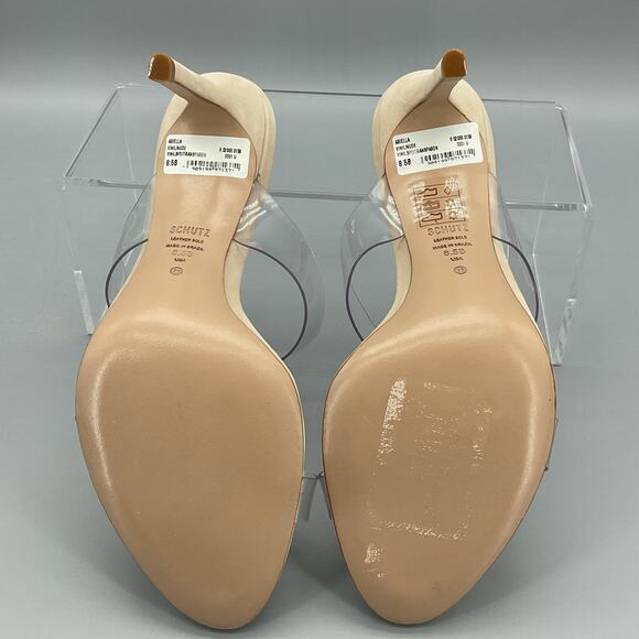 NEW Schutz Women’s Ariella Transparent High Heel Vinyl Mules Nude Size 8.5B - Picture 8 of 10